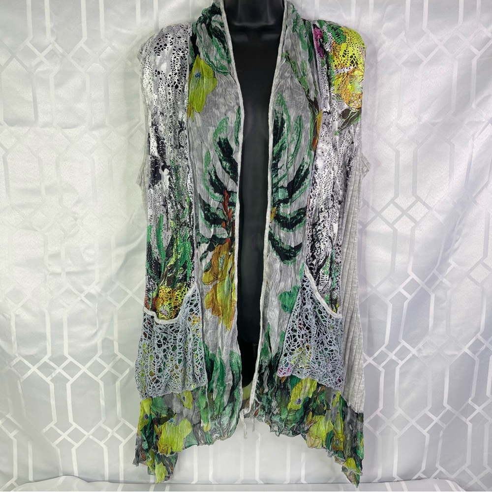 Love the Queen Floral Gray and Greens Sleeveless Tank Top Cover-Up Beach Summer